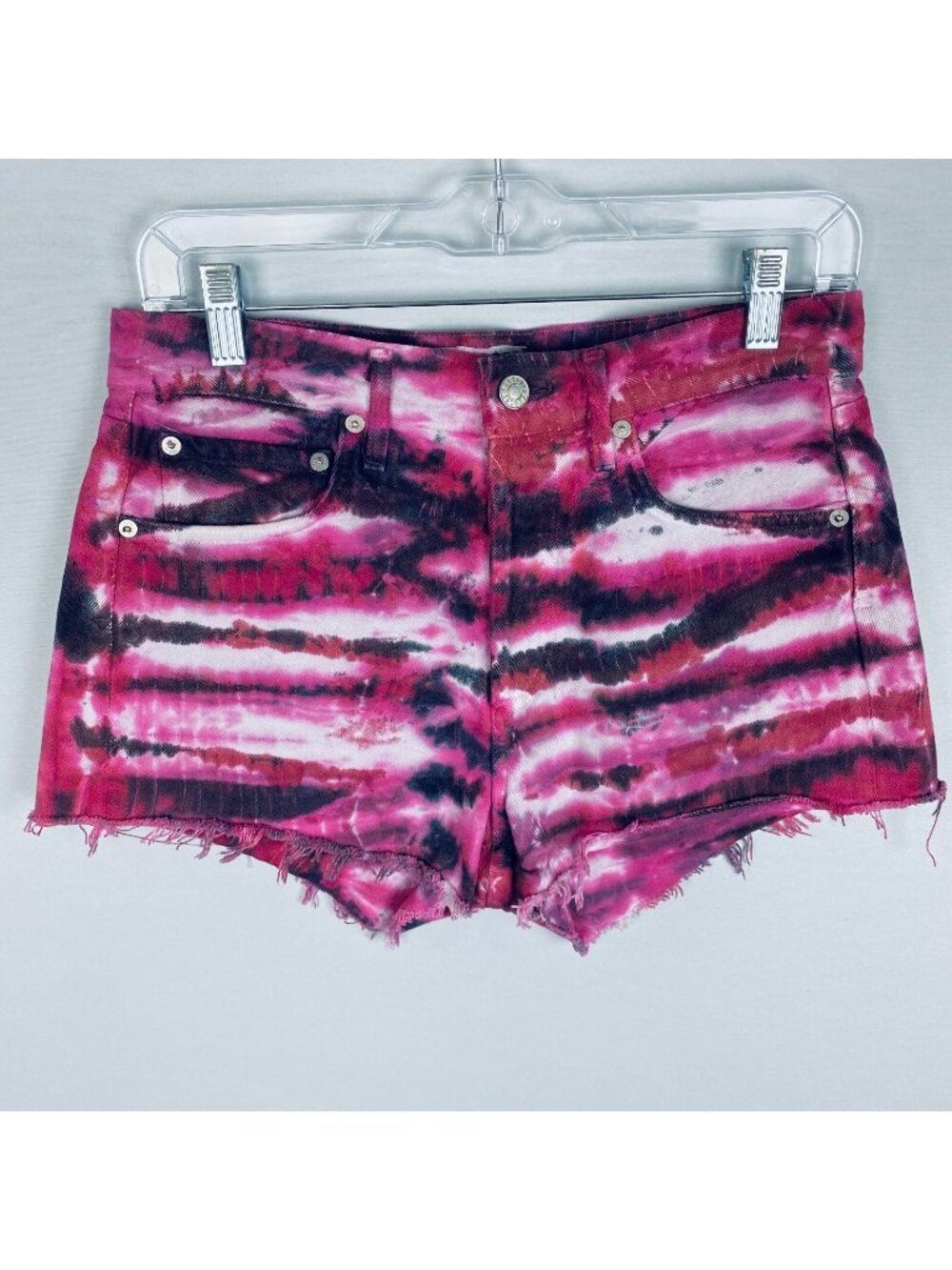 Agolde Parker Pink Tie Dye Button Fly Jean Shorts Envision Tie Dye Women's 25